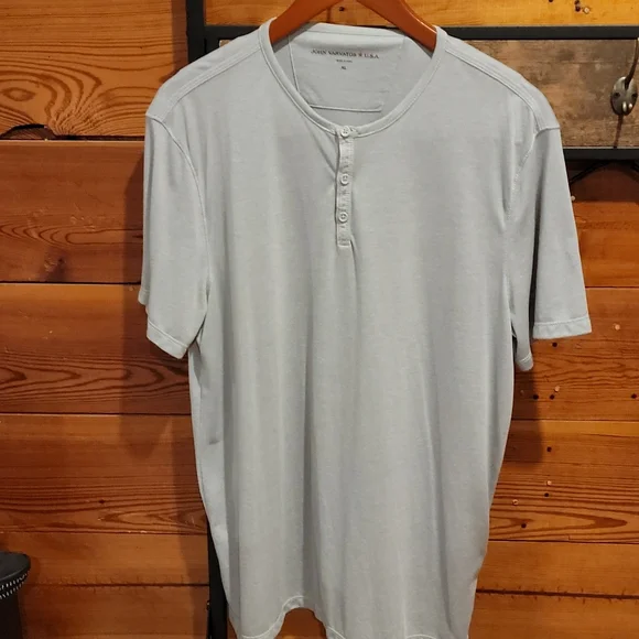 John Varvatos Star USA XL Men's Super Soft Short Sleeve Henley Shirt Grey - Picture 3 of 15